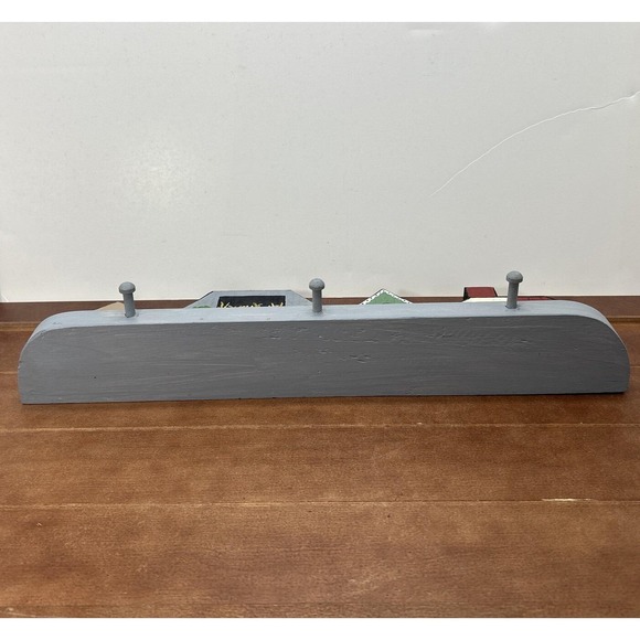 Vintage Handcrafted Wood Country Old Town Village Cow‎ Art Wall Hooks Key Holder - Picture 6 of 6